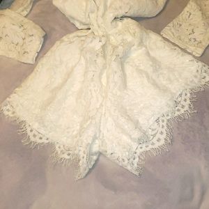 White floral long sleeve shorts romper